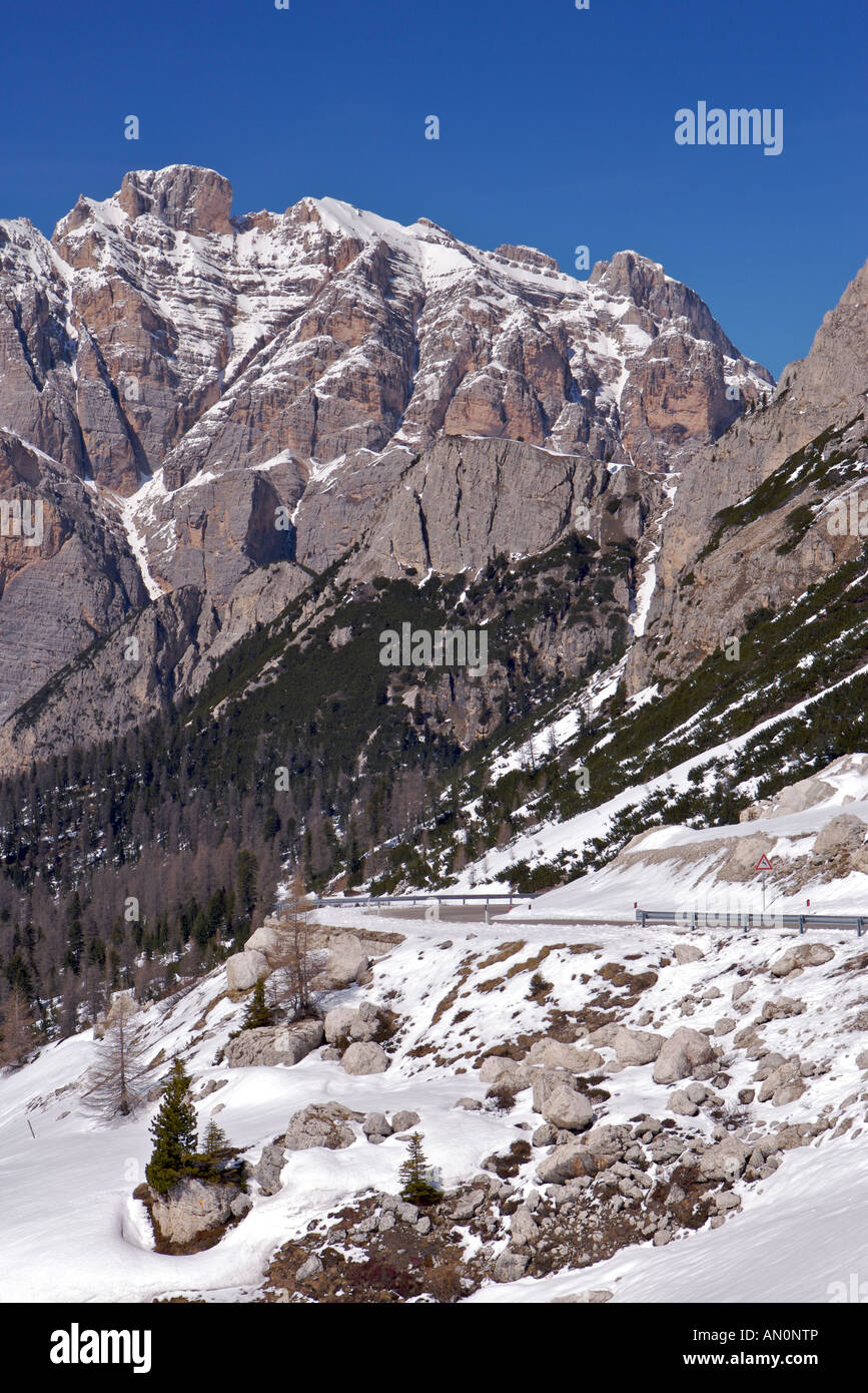 Vista dal Passo Valparola (Rifugio) a 2168 metri, Italia, Sud Tirolo, Sued Tirol, Europa Europa 2006. Foto Stock