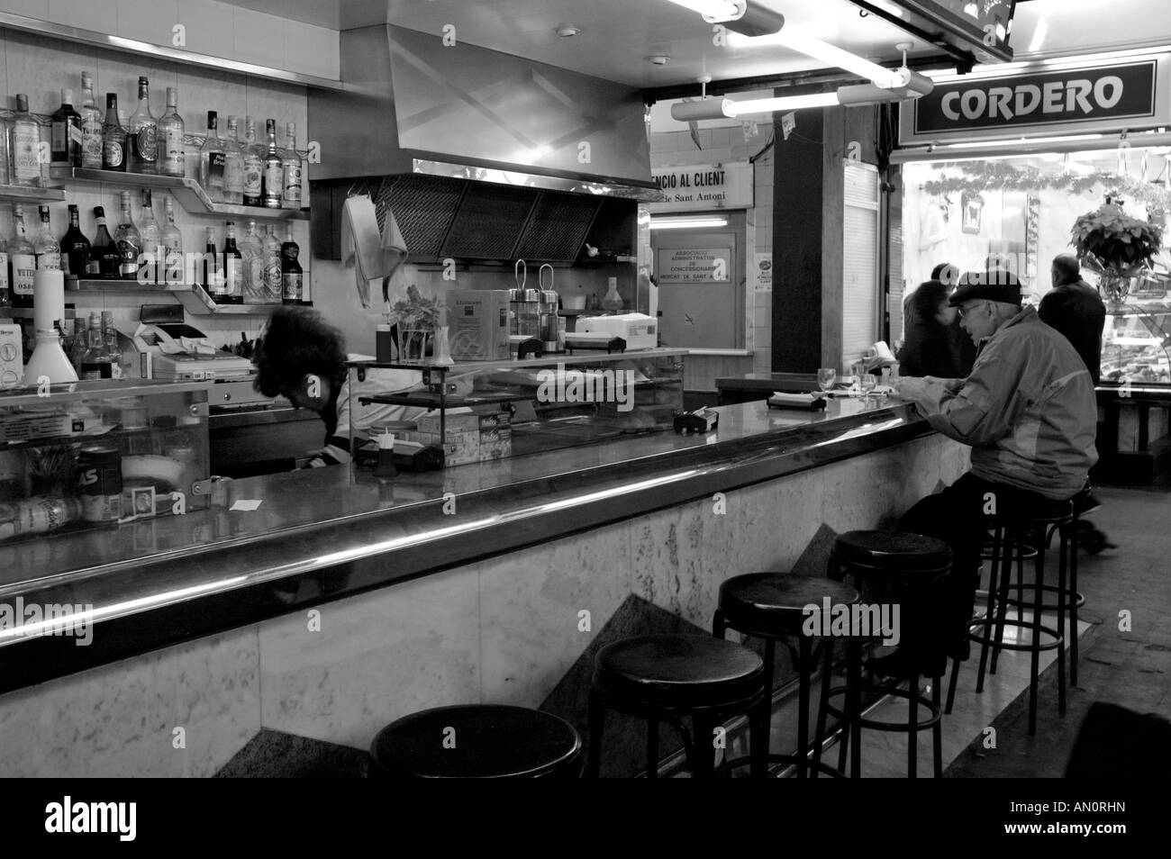 Cafe Mercat de Sant Antoni di Barcellona Spagna UE Foto Stock