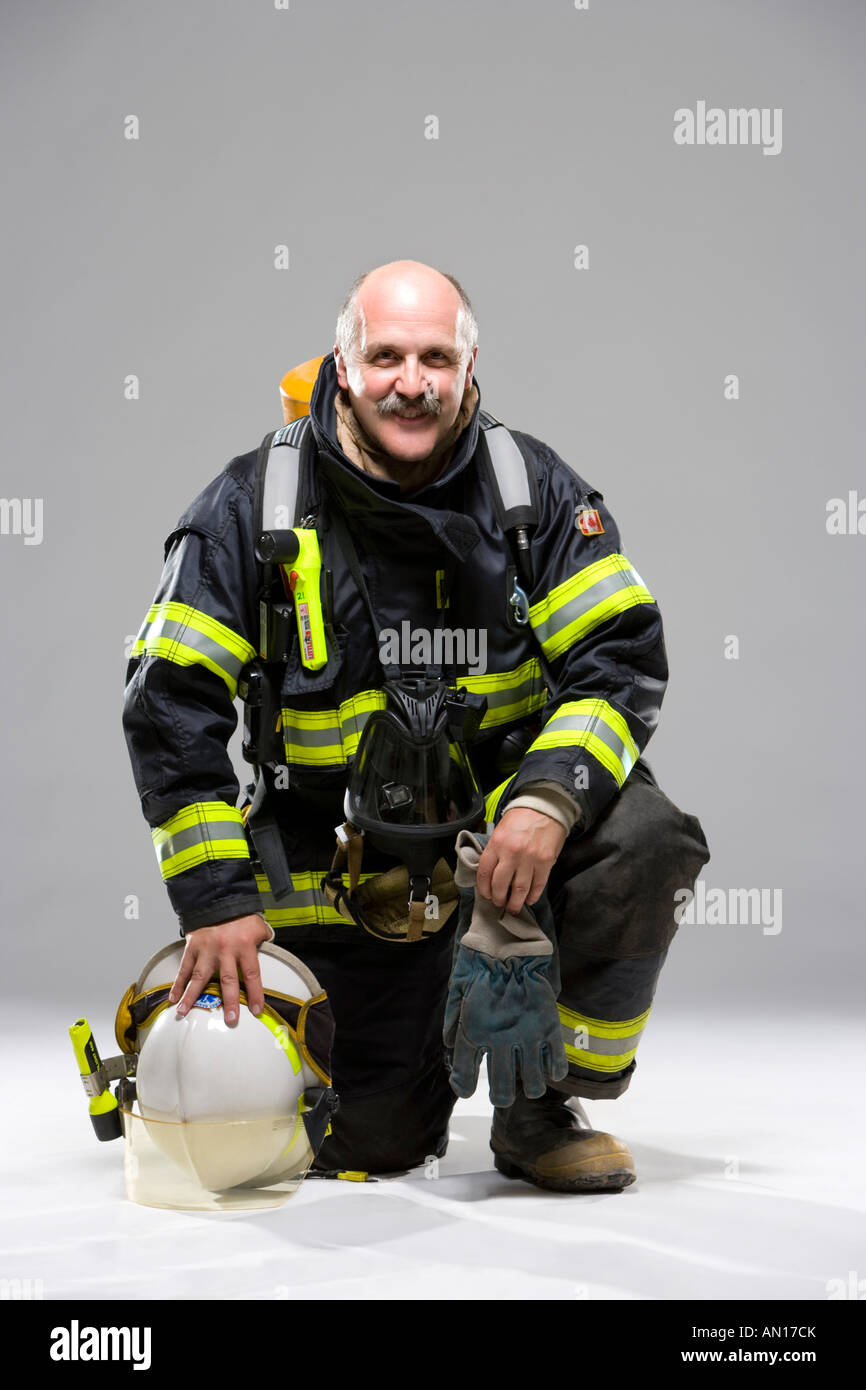 Ritratto di un incendio fighter Foto Stock