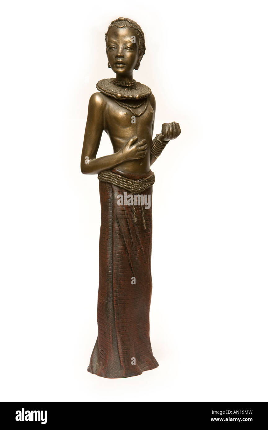 Figurine di bronzo statua di una giovane donna Foto Stock