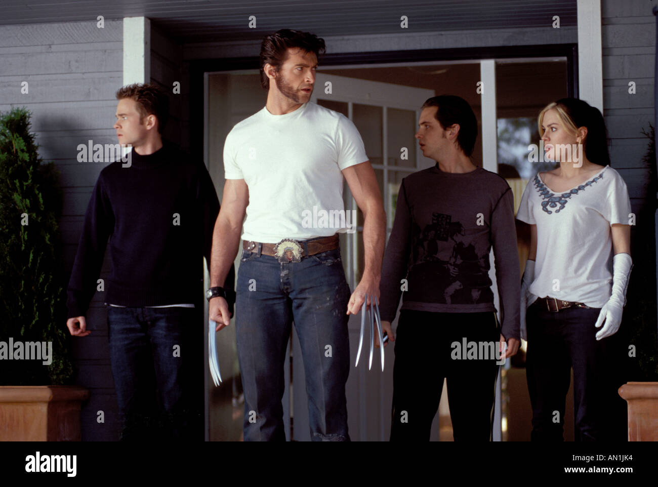 X2 aka X UOMINI 2 2002 Marvel TCF film con Anna Paquin a destra Hugh Jackman Aaron Stanford e Shawn Ashmore Foto Stock