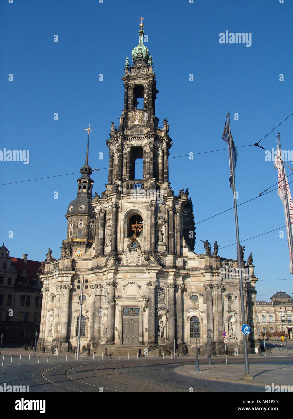 Hofkirche cattolica, Dom, costruito 1739-1751 in stile barocco, Germania, Sassonia, Dresda, Mai 04. Foto Stock