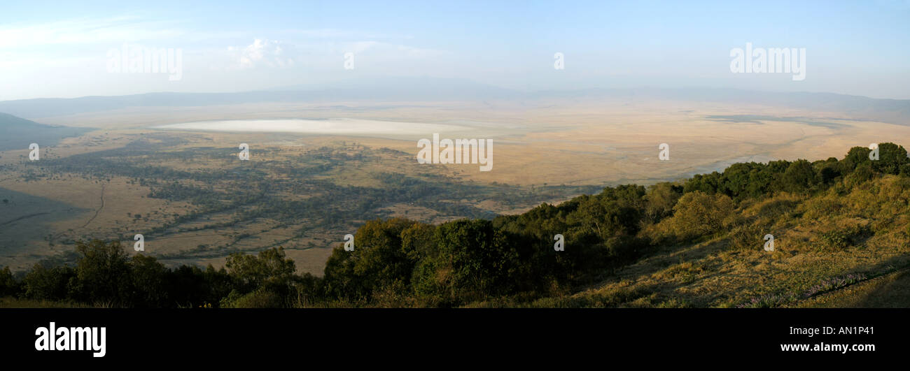 Il cratere di Ngorongoro, Tanzania, Vista panoramica dal Ngorongoro Wildlife Lodge, Tanzania Foto Stock