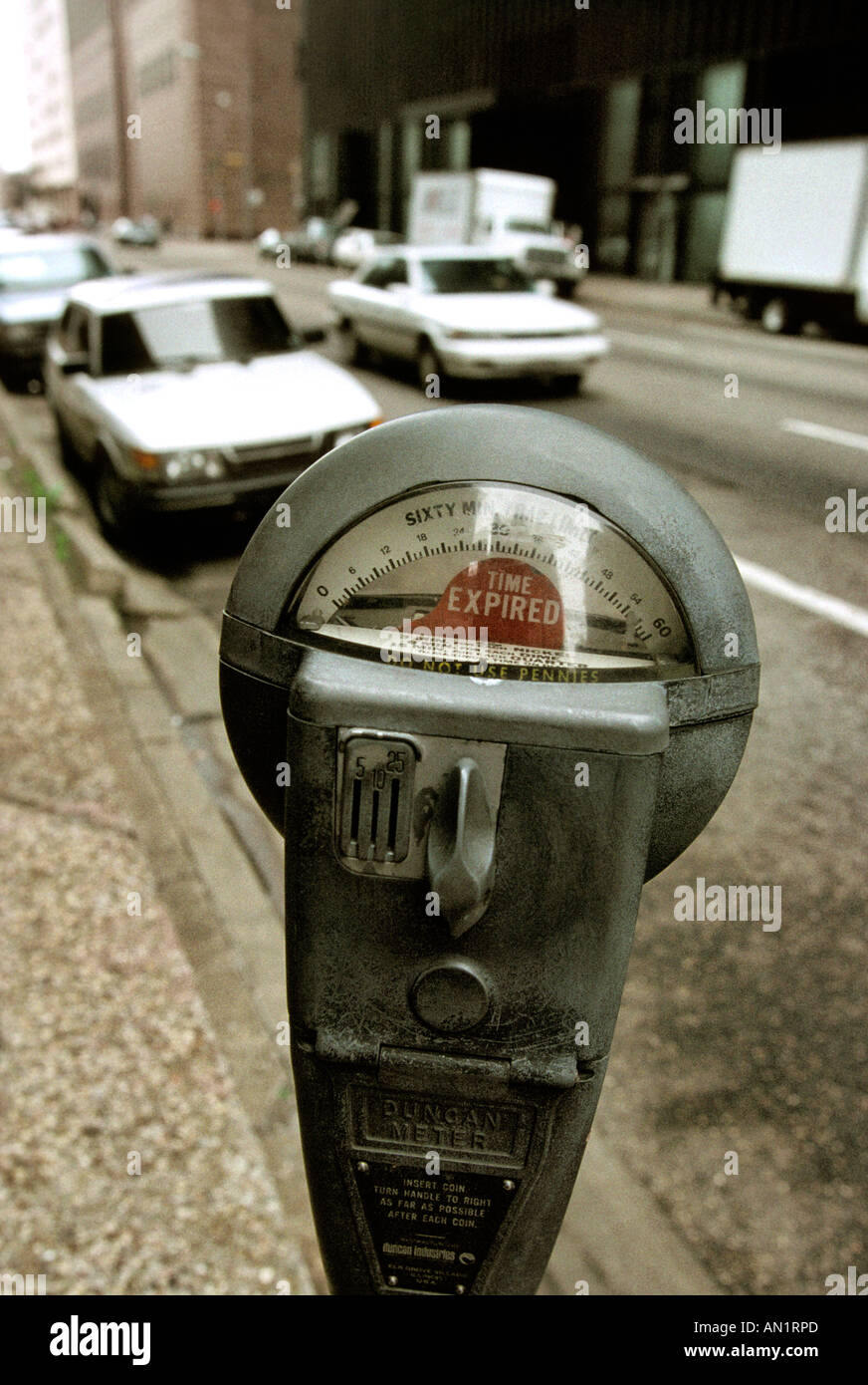 USA Texas Houston parchimetro con il tempo scaduto Foto Stock