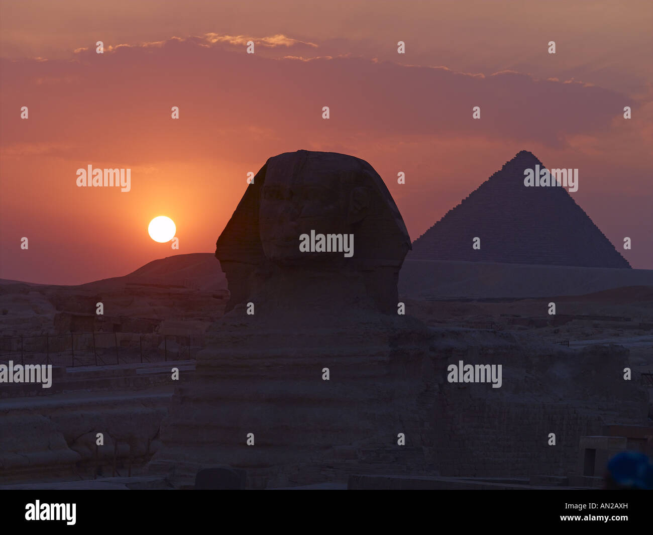 Sfinge e piramidi di Giza Foto Stock