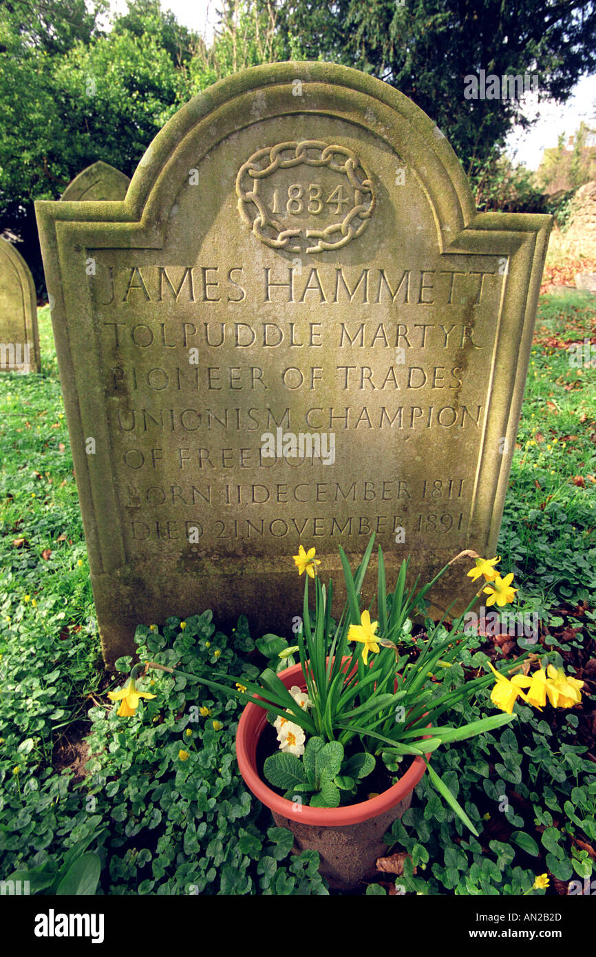 Martire Tolpuddle grave, James Hammett, Tolpuddle martiri grave, Tolpuddle, Dorset, Gran Bretagna, Regno Unito Foto Stock