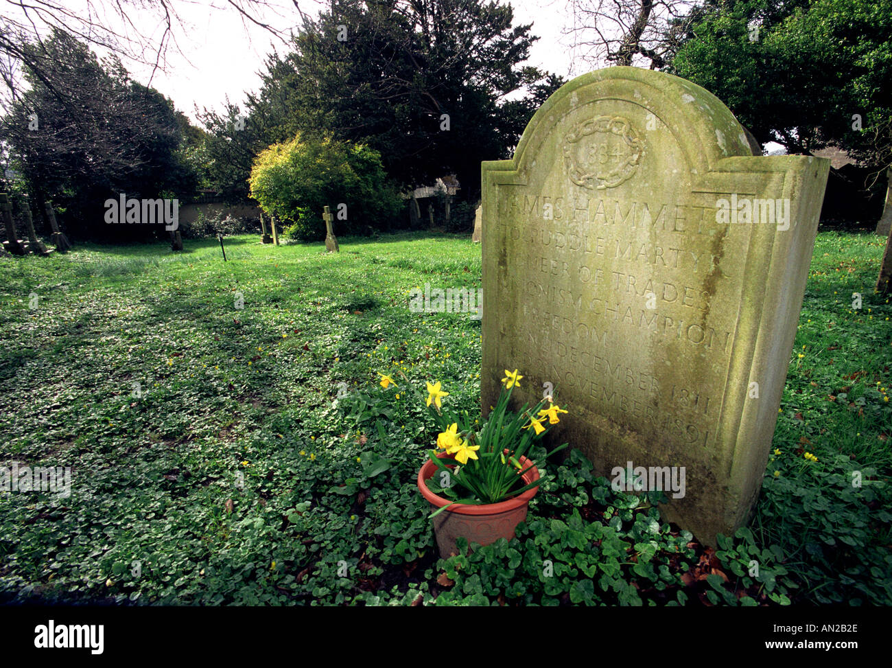 Martire Tolpuddle grave, James Hammett, Tolpuddle martiri grave, Tolpuddle, Dorset, Gran Bretagna, Regno Unito Foto Stock