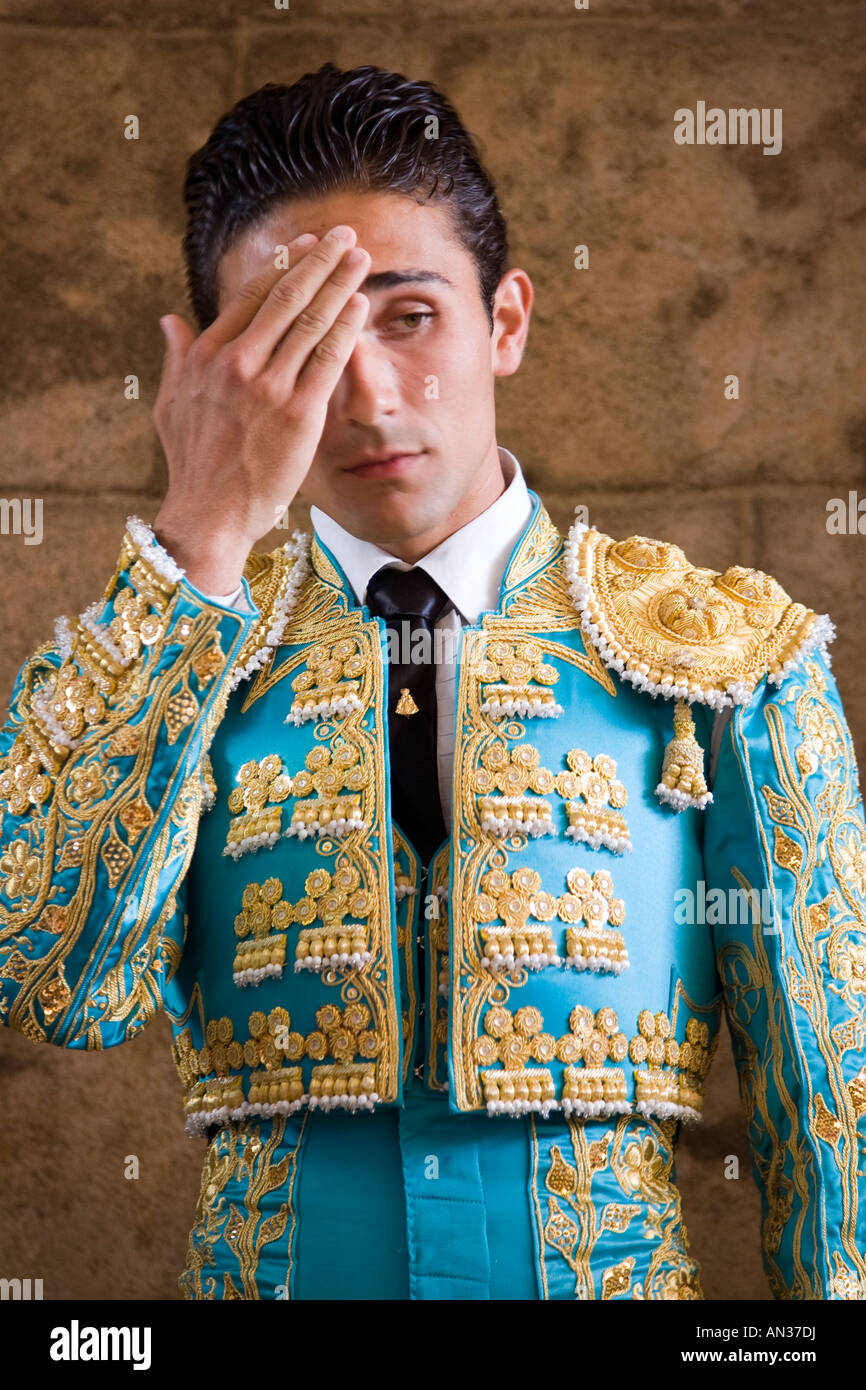 Perez Mota, apprendista torero, pregando. Foto Stock