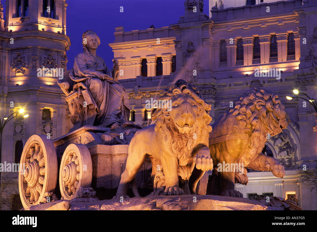 Plaza de Cibeles / Fontana Cibeles (Fuente de Cibeles), Madrid, Madrid, Spagna Foto Stock