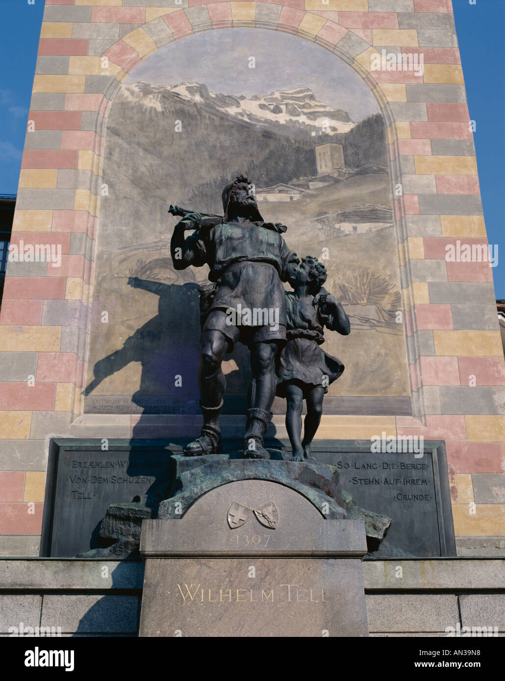 Guglielmo Tell statua (Wilhelm Tell), Altdorf, Svizzera Foto Stock