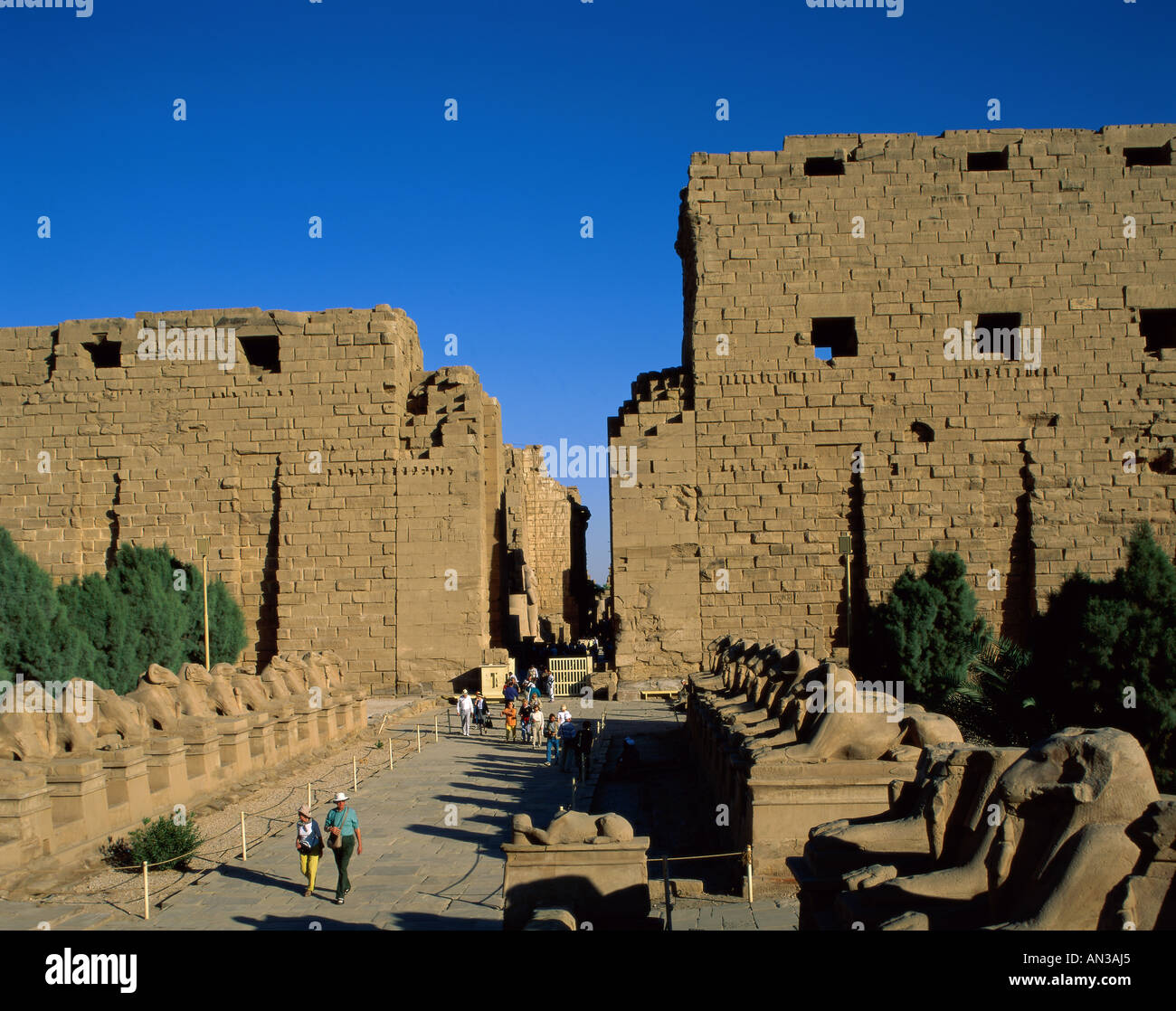 Tempio di Karnak / Viale delle Sfingi, Luxor, Egitto Foto Stock