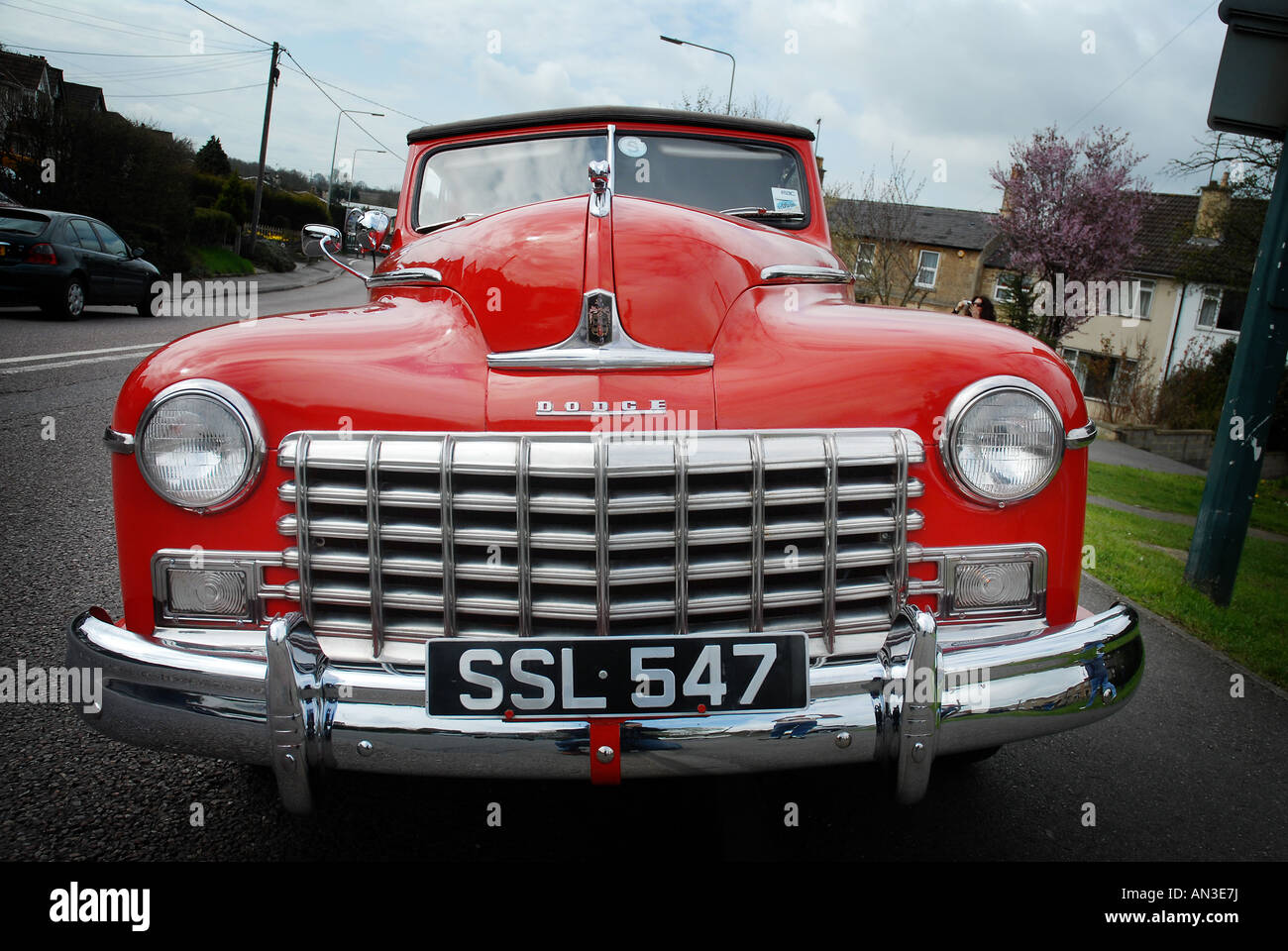 Estremità anteriore di una 50's Red Dodge Foto Stock