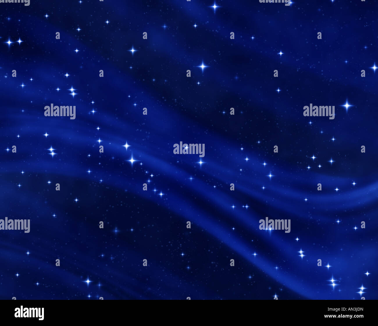 Una bella stella blu del campo luminoso e stelle brillanti Foto Stock