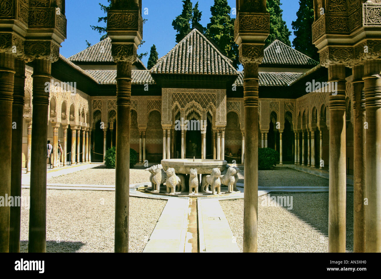Patio de Los Leones, Alhambra di Granada, Spagna, Europa Foto Stock