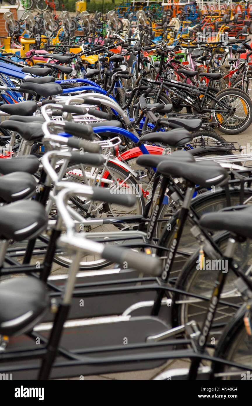 Le biciclette a noleggio a De Haan Belgio Foto Stock