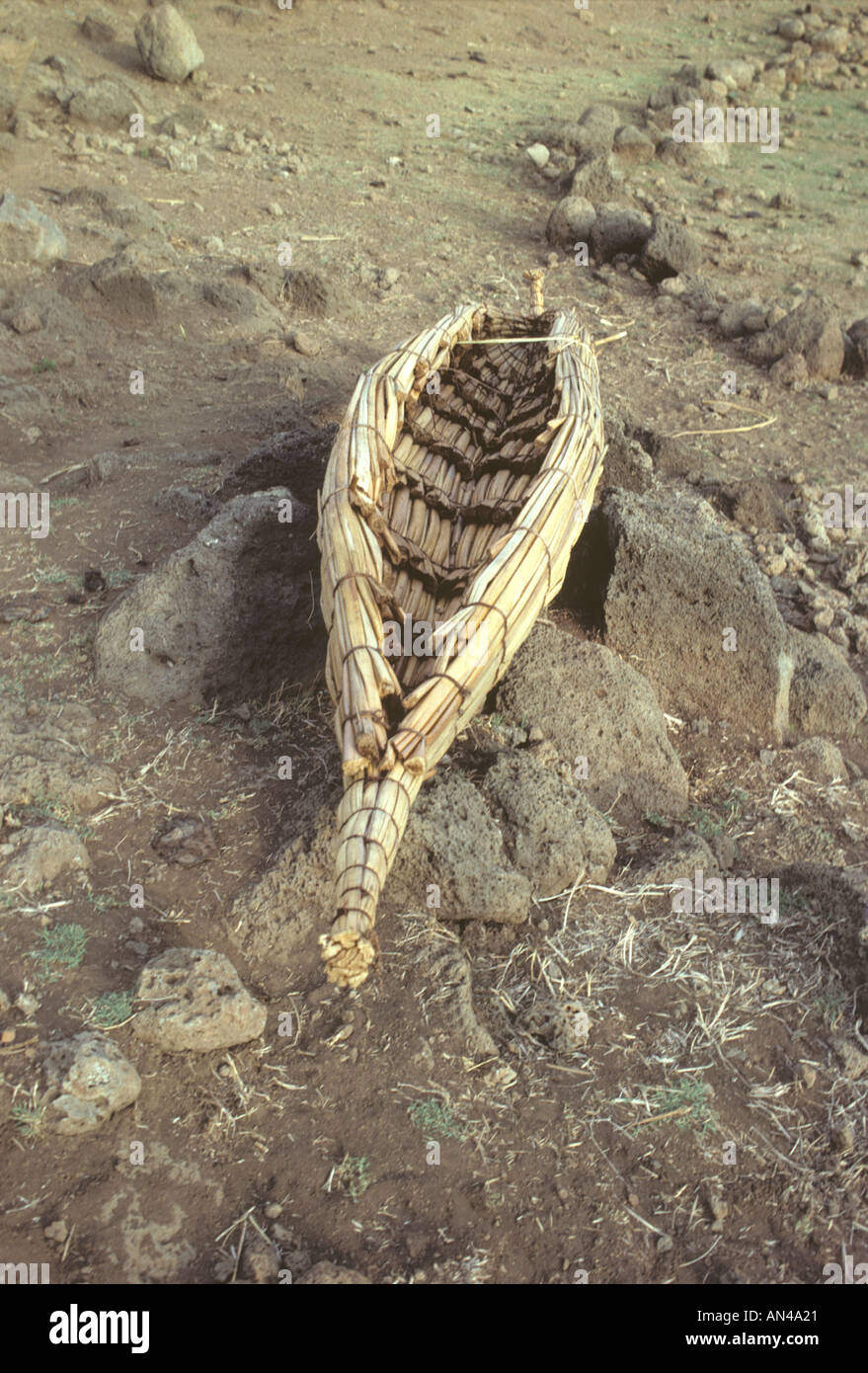 Il papiro reed boat chiamato tankwa Lago Tana vicino al villaggio di Tissisat Etiopia Foto Stock