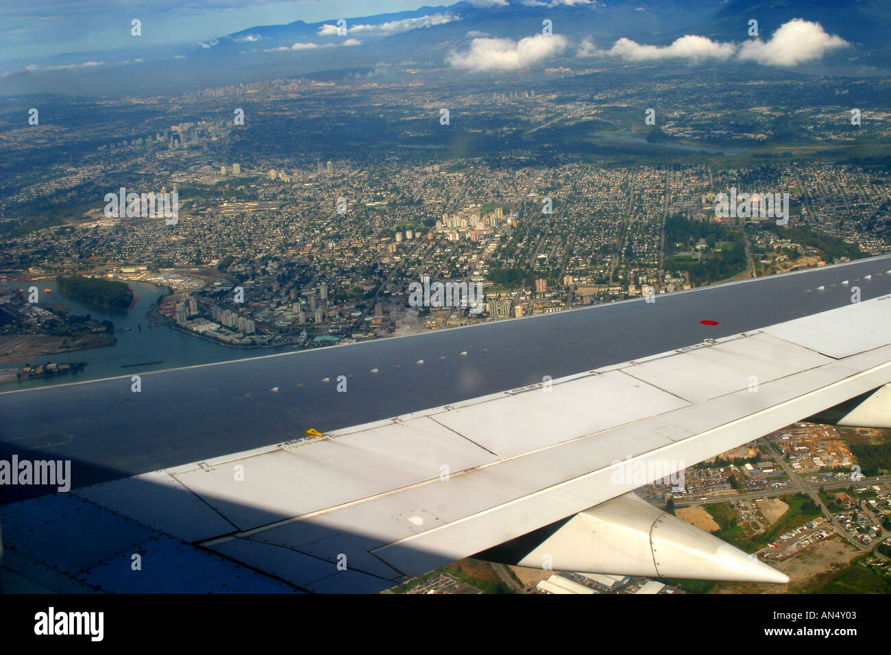 La vista dalla finestra del velivolo Foto Stock