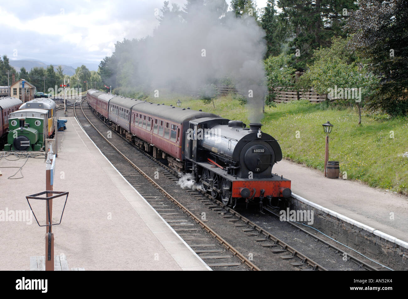 Strathspey Steam Railway Boat of Garten stazione. XTR 3186-317 Foto Stock