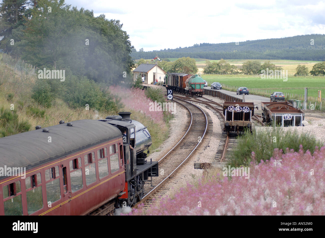 Strathspey ferrovia stazione di Broomhill Nethybridge. XTR 3190-317 Foto Stock