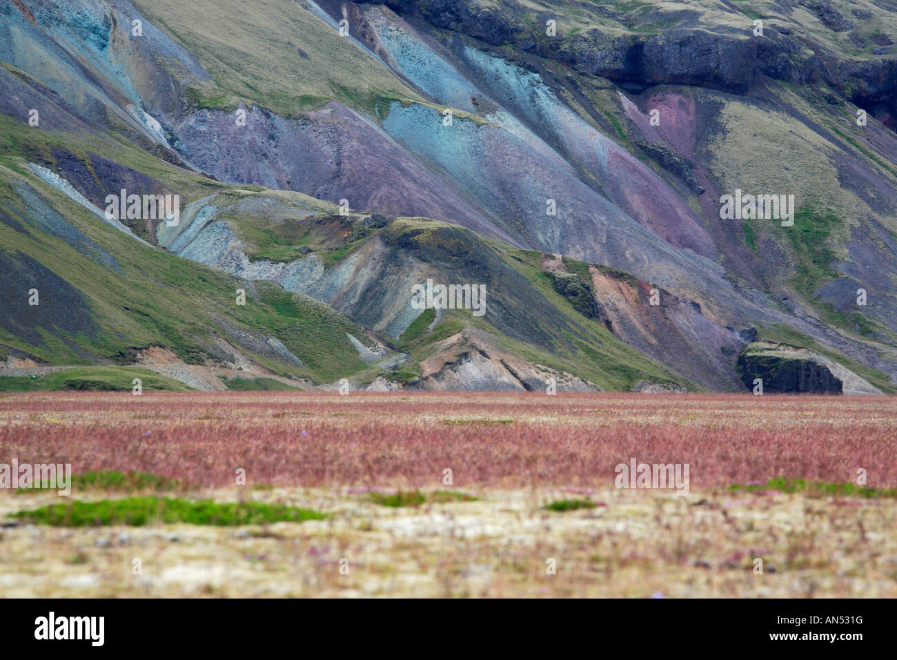 Blu E Viola Montagne Colorate Lonsoraefi Islanda Foto Stock Alamy