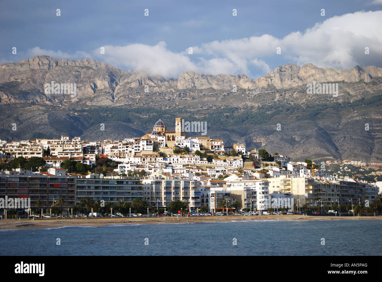 Altea hilltop village, Costa Blanca, Provincia di Alicante, Spagna Foto Stock