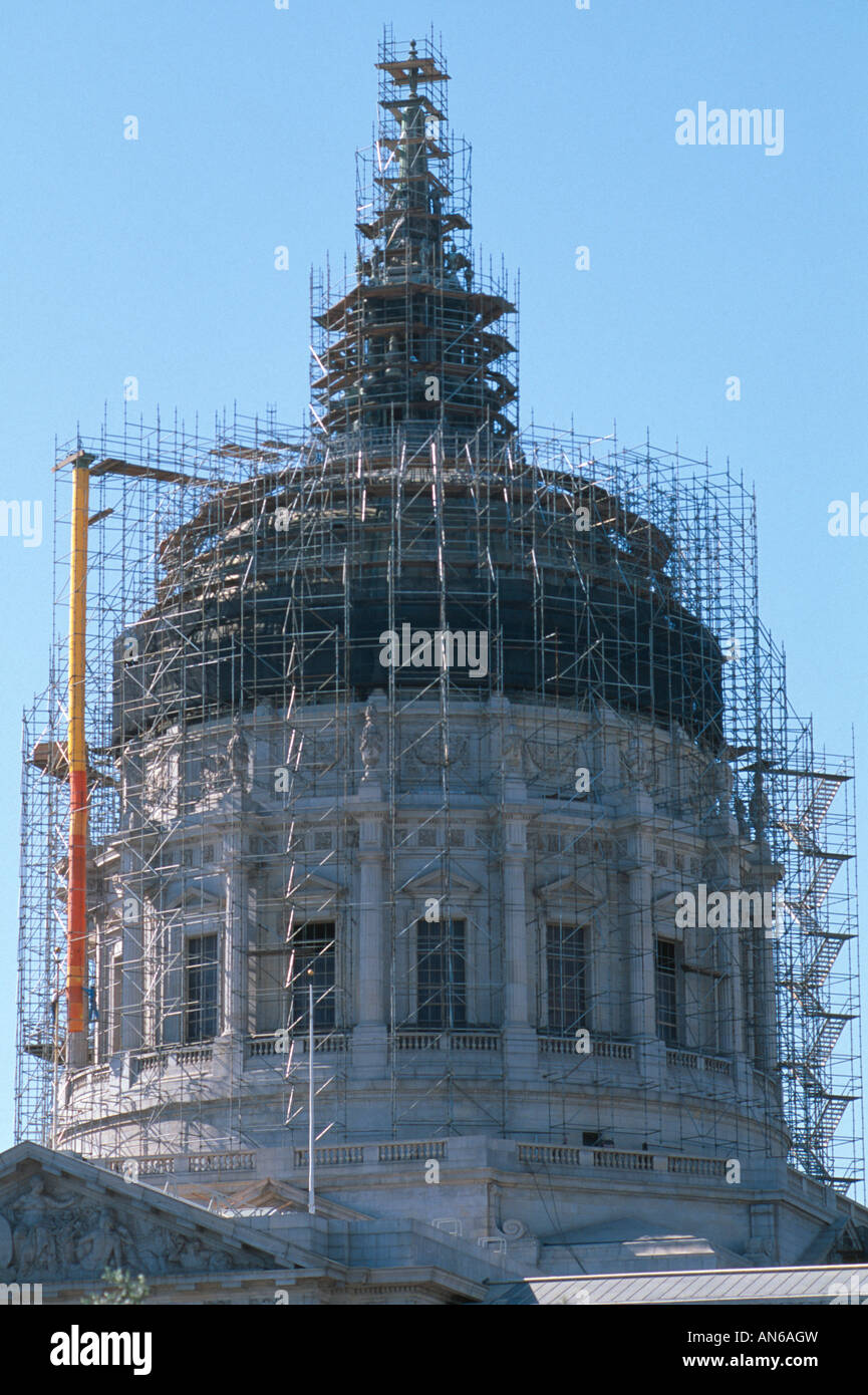 Ponteggio su City Hall di San Francisco 1998 California USA Foto Stock