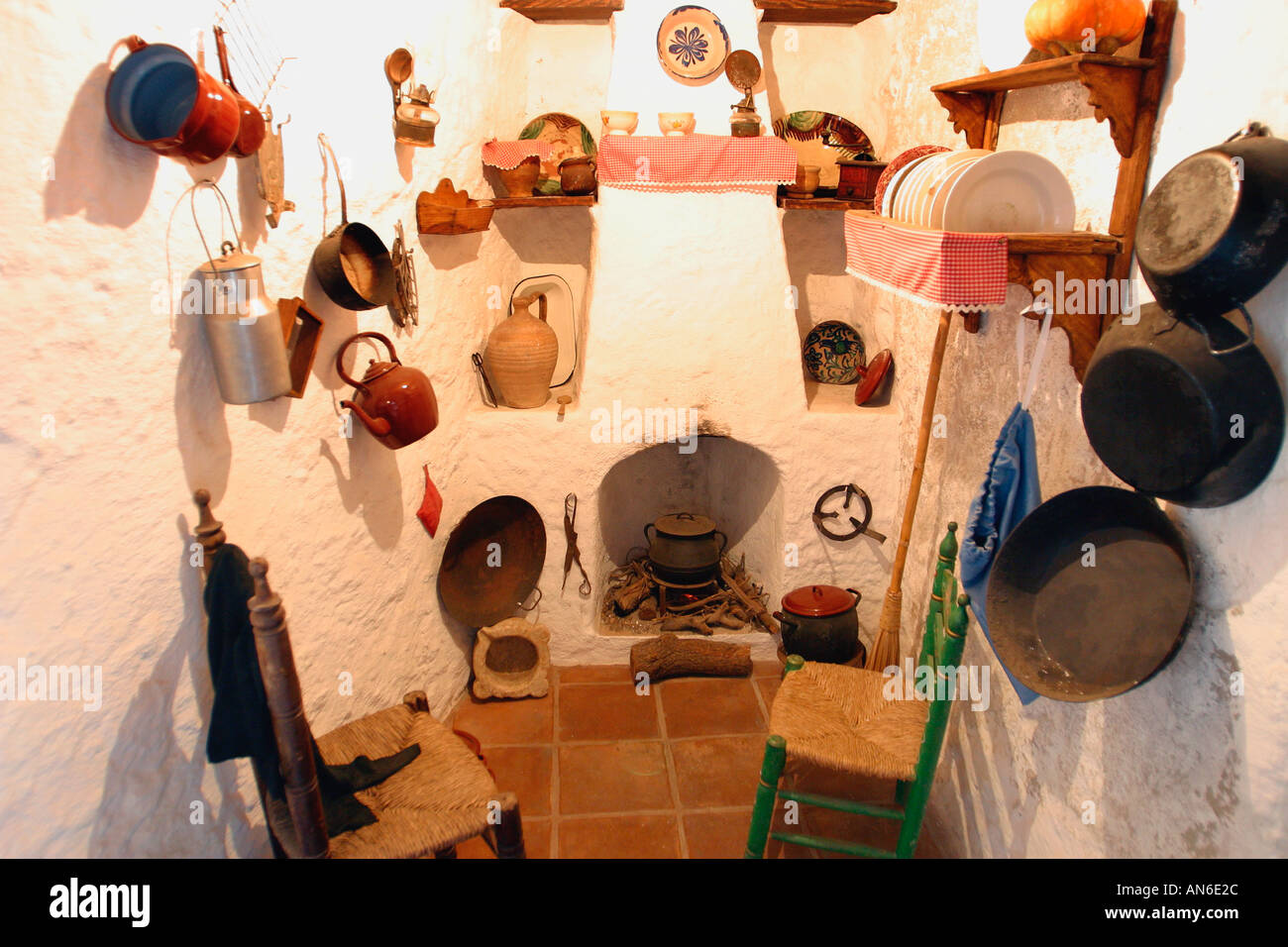 Mijas Costa del Sol Spagna la ricreazione di una casa di villaggio in museo municipale Foto Stock