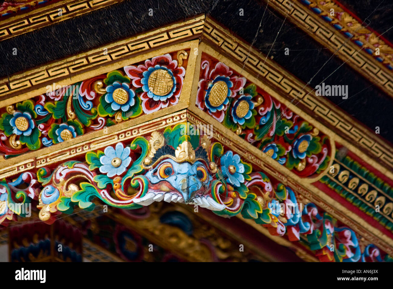 Dettagli architettonici grafica di Pura Puseh Basukian Jagat tempio indù Bali Indonesia Foto Stock