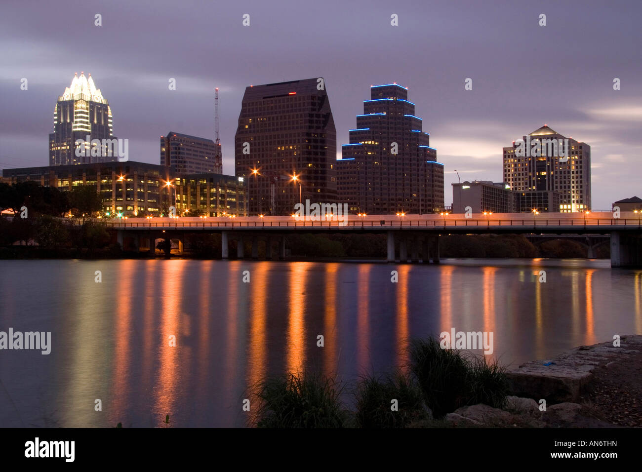 Austin, TX skyline all'alba Foto Stock