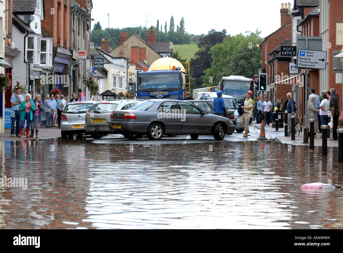 Inondazioni in Teme Street Tenbury Wells in Worcestershire Luglio 2007 Foto Stock