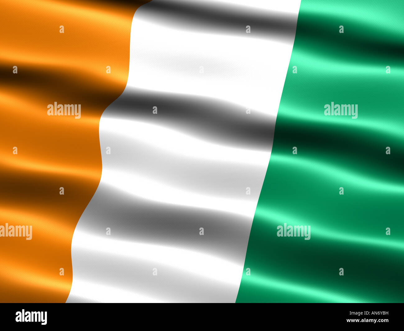 Bandiera della Costa d'Avorio o la Costa d Avorio computer generato illustrazione con aspetto setoso e onde Foto Stock