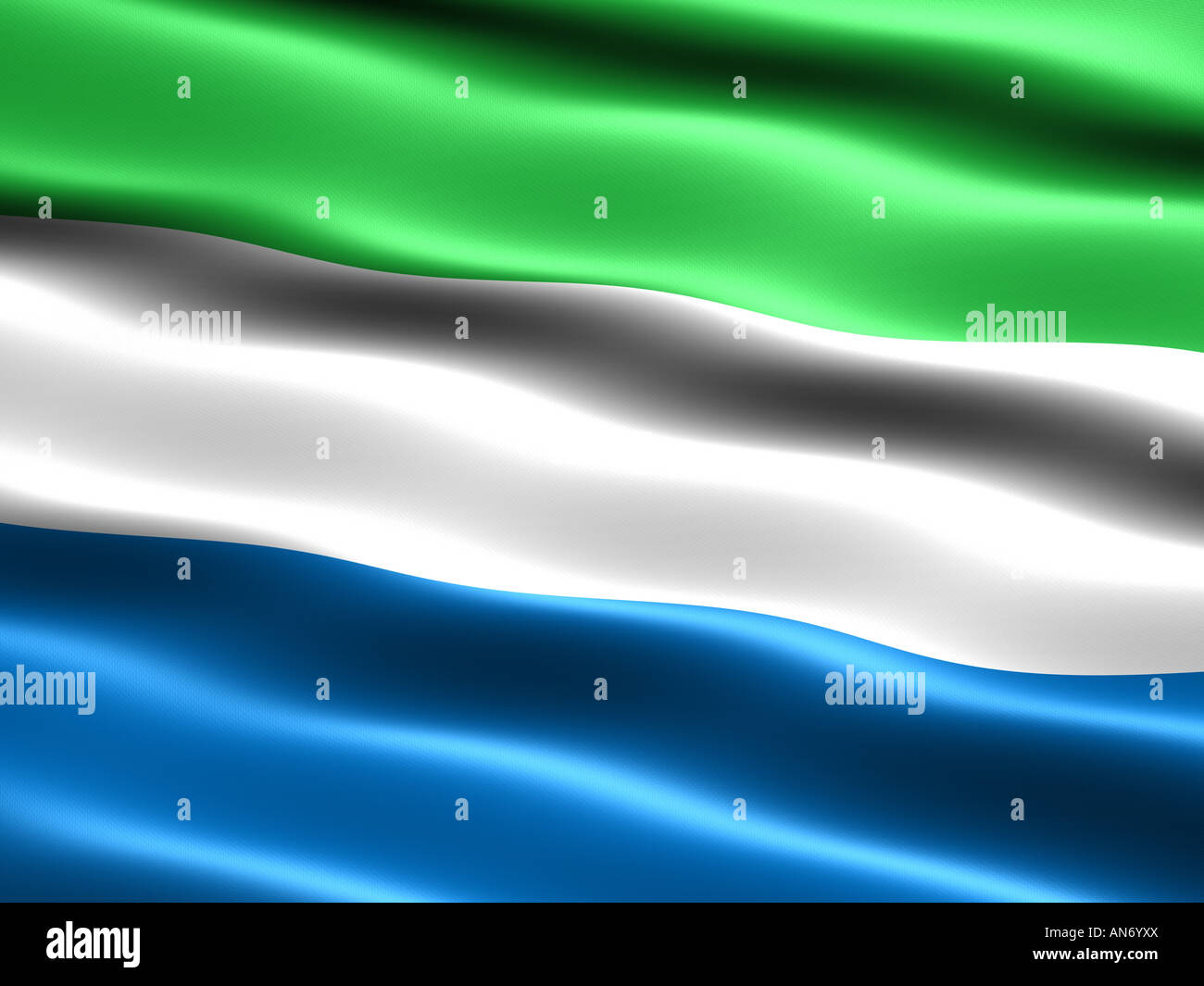 Bandiera della Sierra Leone computer generato illustrazione con aspetto setoso e onde Foto Stock