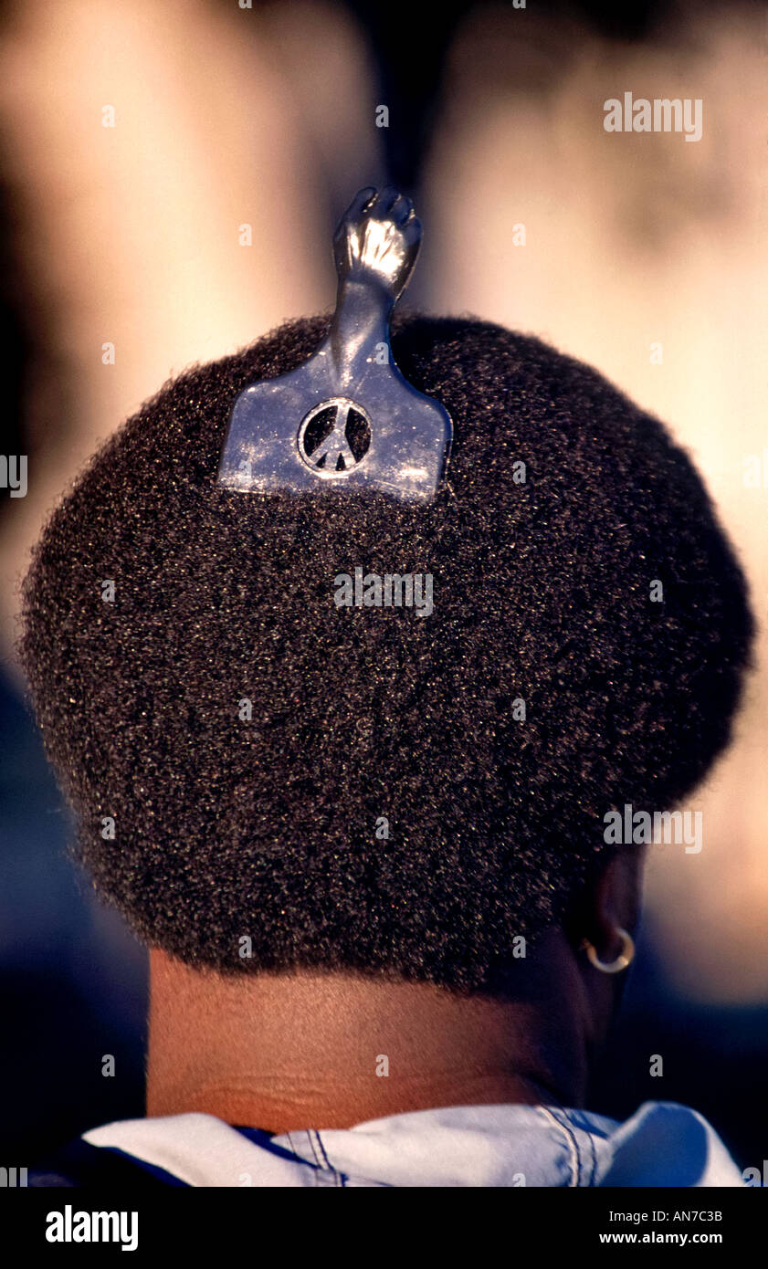 African American uomo indossa un pettine nella sua acconciatura afro Foto  stock - Alamy