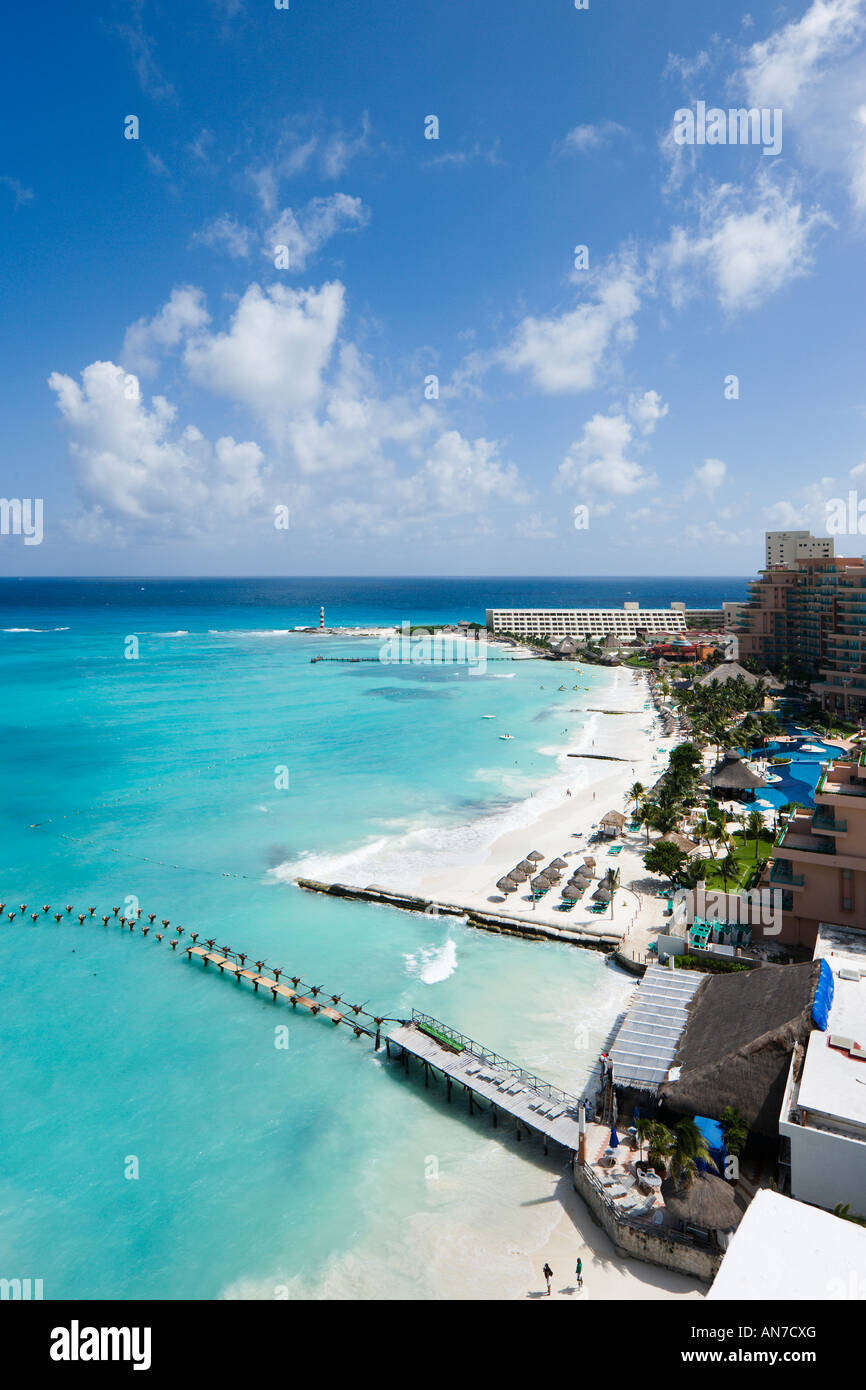 Spiaggia Vicino Riu Cancun Hotel, Cancun, la penisola dello Yucatan, Quintana Roo, Costa dei Caraibi, Messico Foto Stock