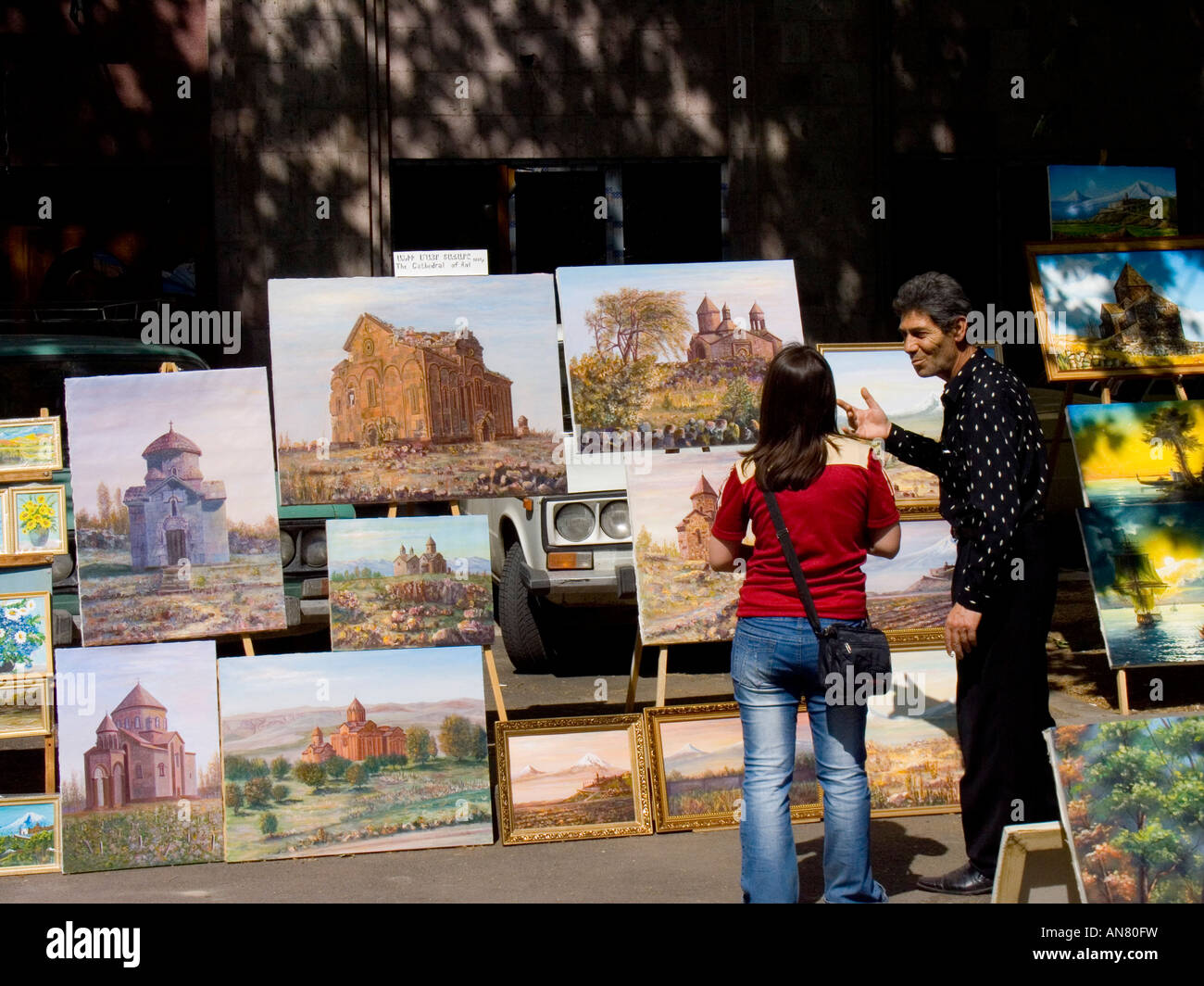 Vernissage mercato, Yerevan, Armenia Foto Stock