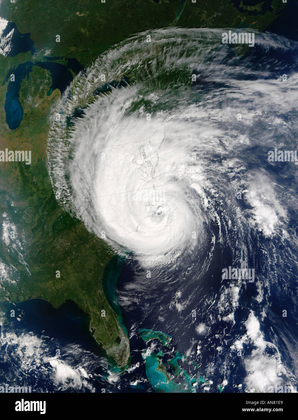 Uragano Isabel visto dallo spazio di colpire le zone costiere degli Stati Uniti Foto Stock