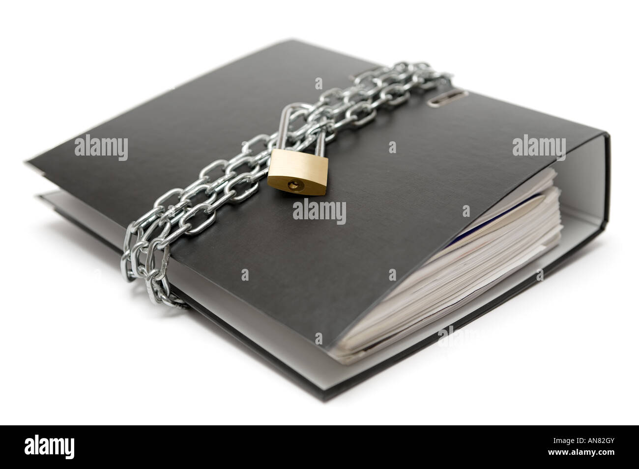Secured file cartella isolata su uno sfondo bianco. Foto Stock