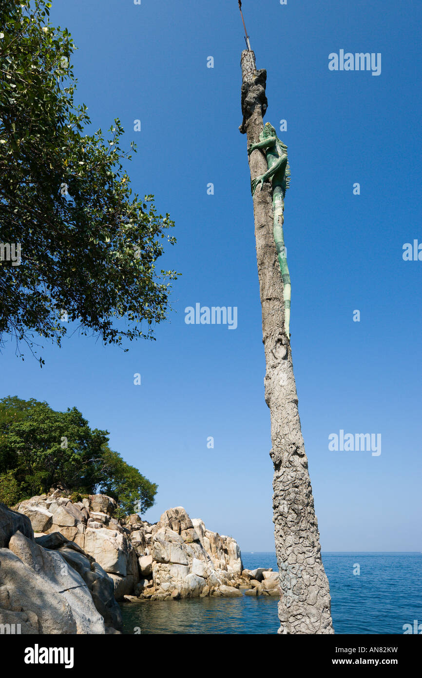 Polo posizione di marcatura per riprese di notte di Iguana, Mismaloya, Puerto Vallarta, Jalisco, Pacific Coast, Messico Foto Stock