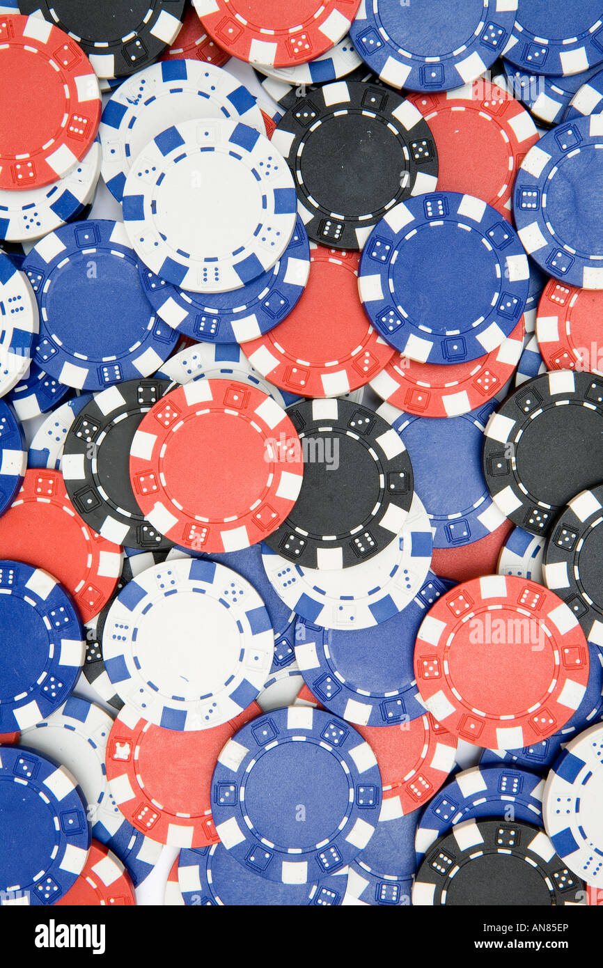 Mazzetto di coloratissimi poker chips. Foto Stock