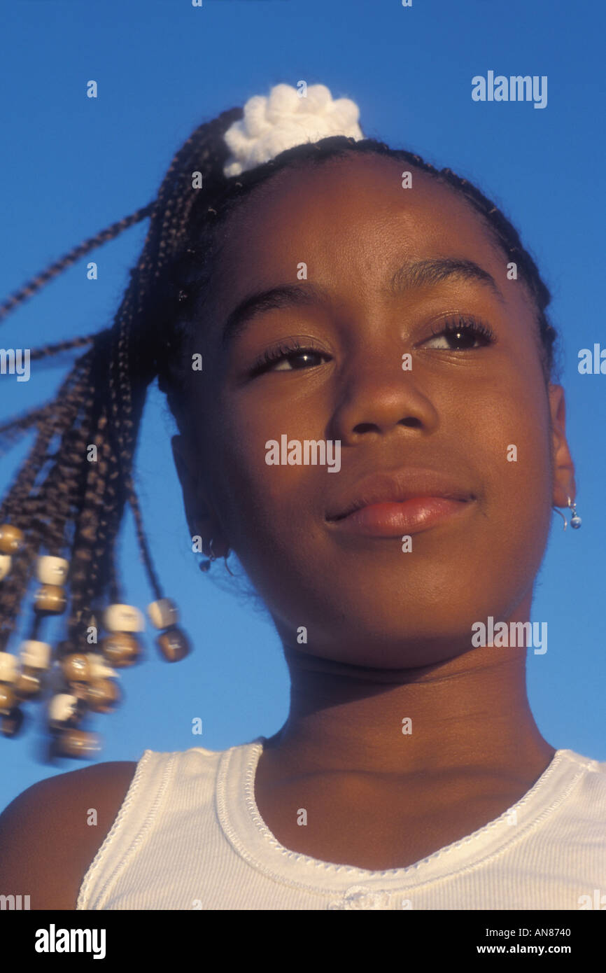 Ritratto di 10 anno vecchio African American Girl Foto Stock