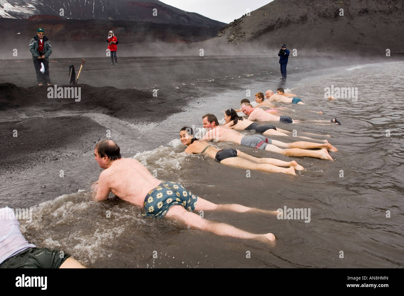 La balneazione in hot springs Isola Deception Antartide Foto Stock