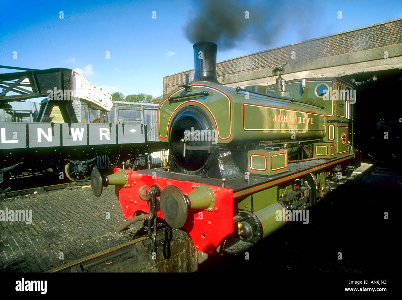 Un 1908 John Lowe treno a vapore presso il Museo Steamtown Carnforth Foto Stock