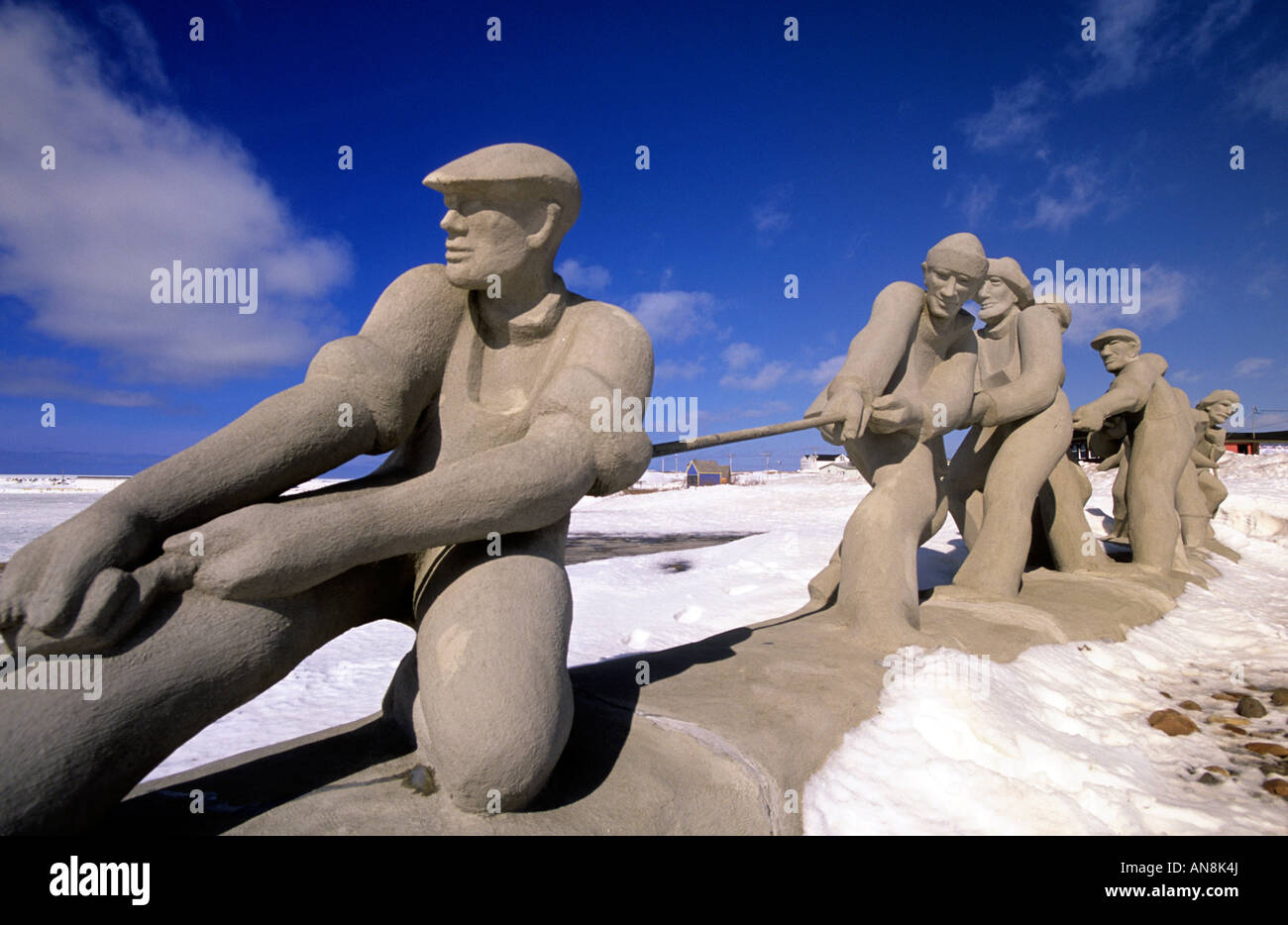 Statua di pescatori Iles de la Madeleine Québec Canada Foto Stock
