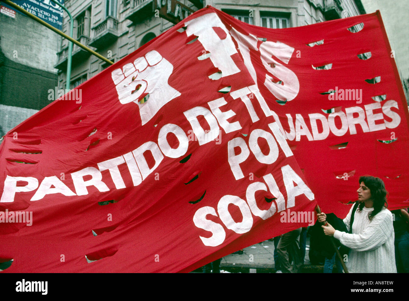 Partito socialista demonstrtion nelle strade di Buenos Aires Argentina Foto Stock