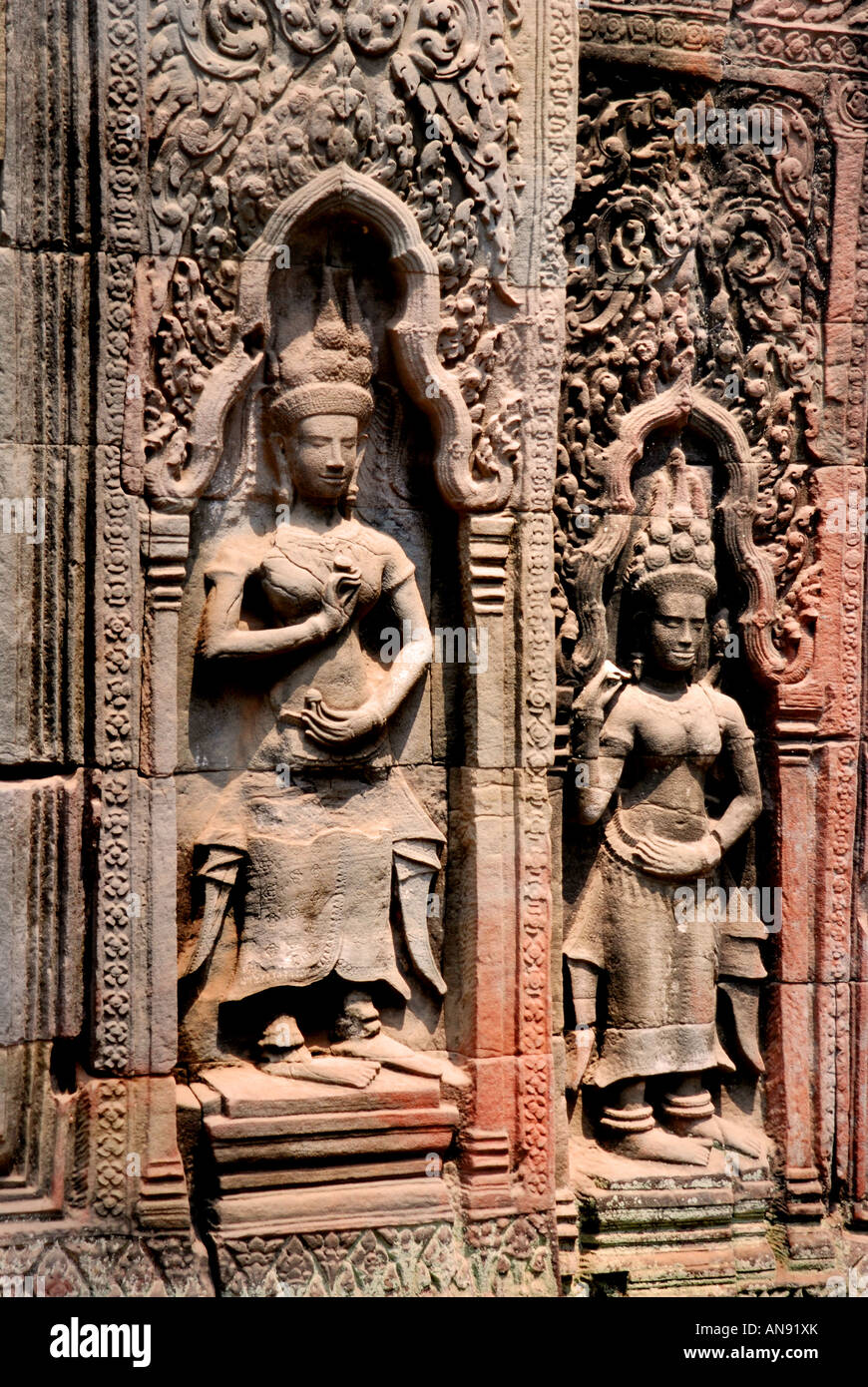 Asia Suryavaman Indocina cambogiano Angor Thom Bayon Cambogia a fianco di Angor Wat Kmer Indocina cambogiano Foto Stock