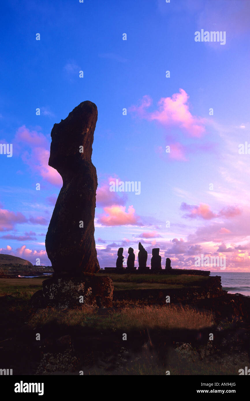 Isola di Pasqua Cile moai Foto Stock