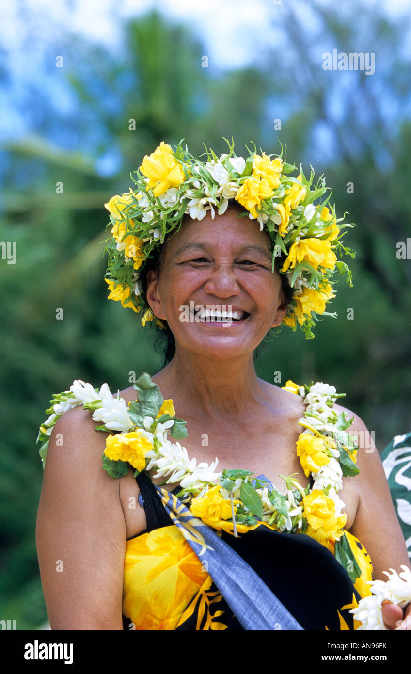 Donna ragazza polinesiana Atiu Island Isole Cook islander femminile Foto Stock