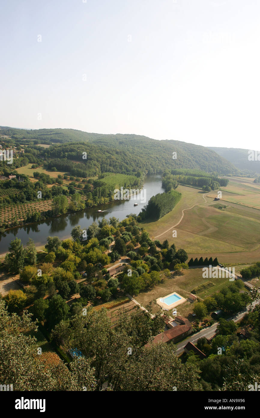 Vedute del fiume Dordogne dal jardin les jardins de Marqueyssac in Dordogne francia Foto Stock