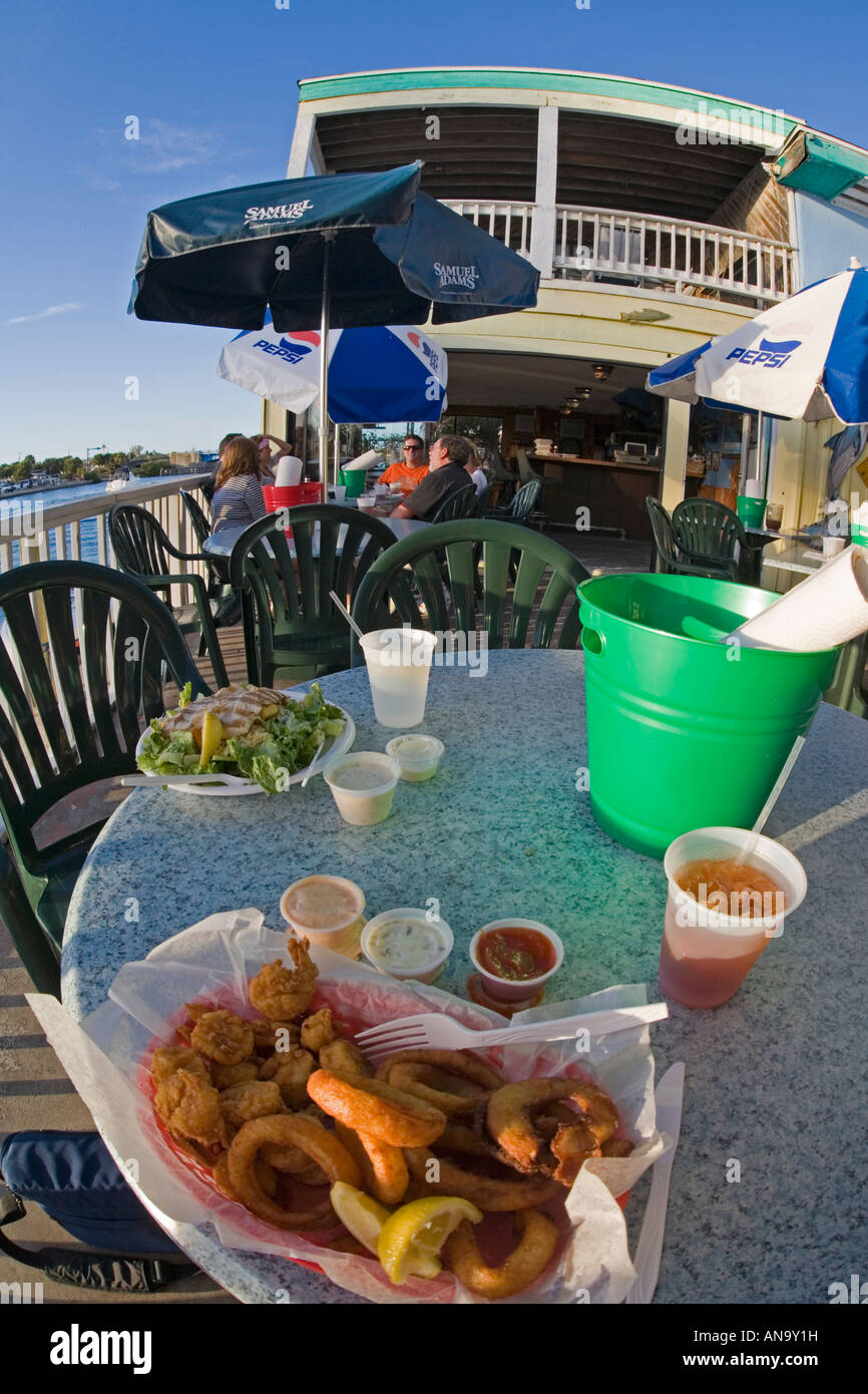 Frutti di mare a outdoor cafe in Florida Foto Stock
