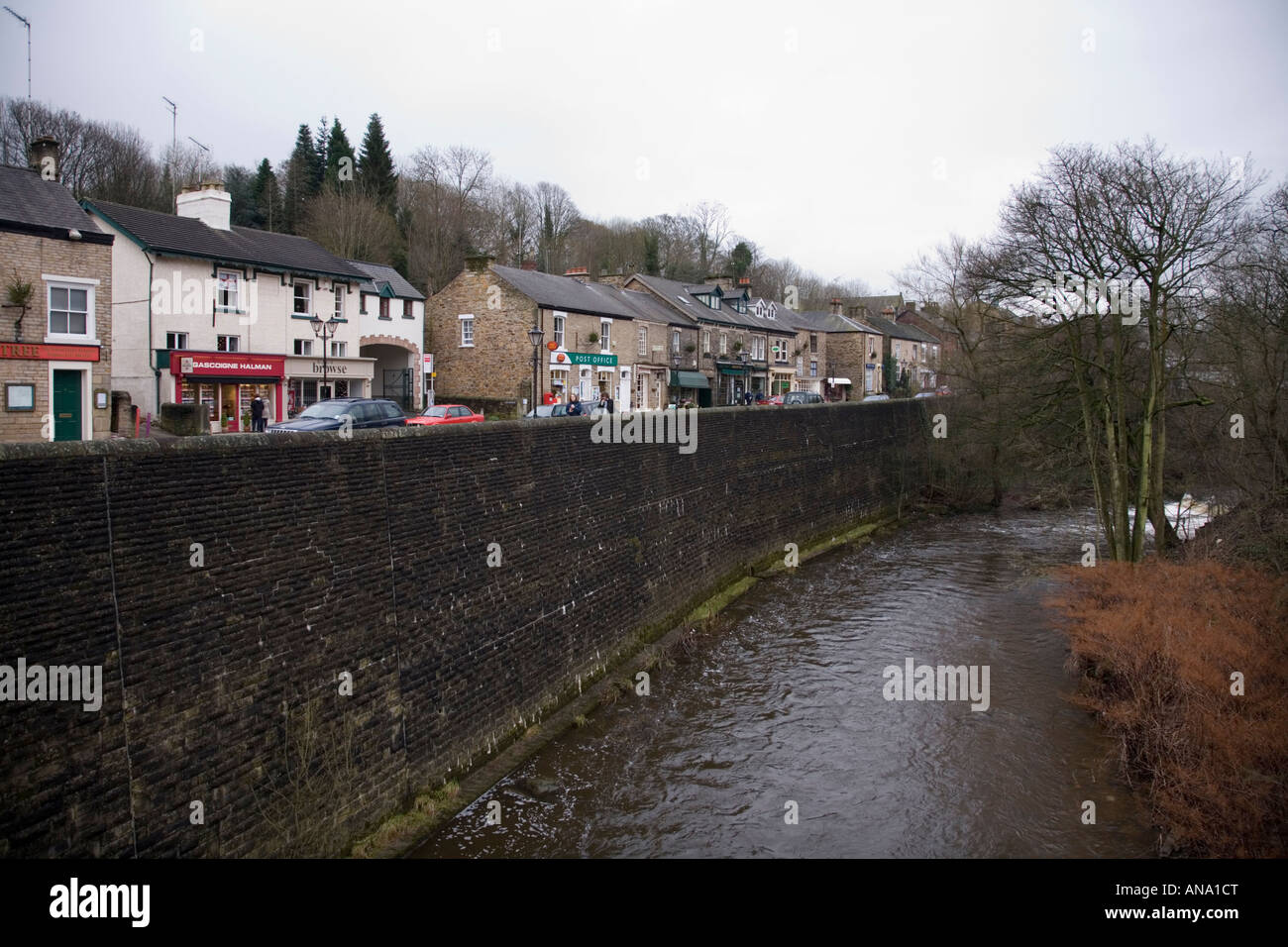 Fiume Goyt derbyshire cheshire frontiera muro di pietra Foto Stock
